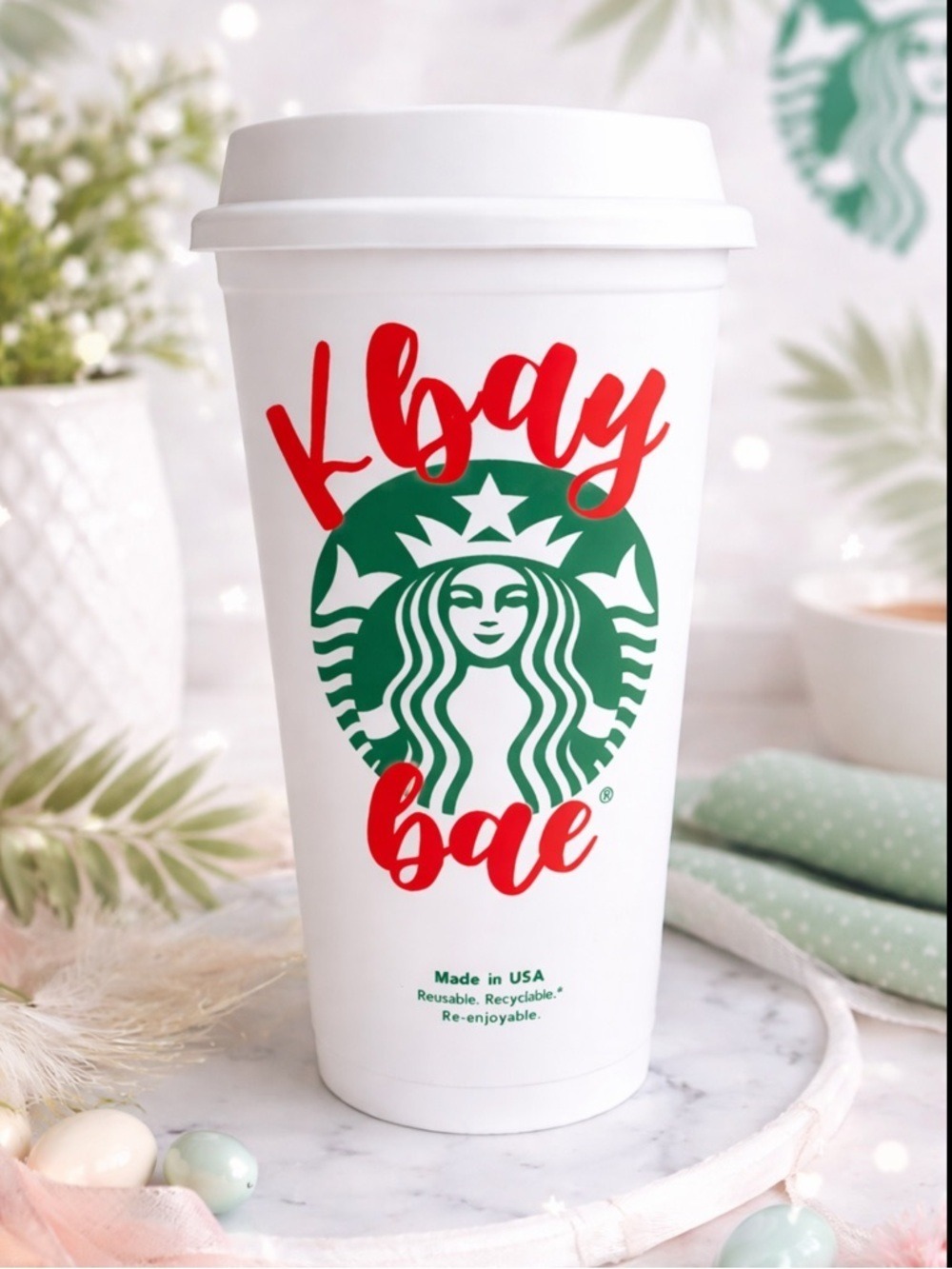 STARBUCKS KANEOHE BAY BAE 16OZ PLASTIC REUSABLE DRINK MUG HAWAII